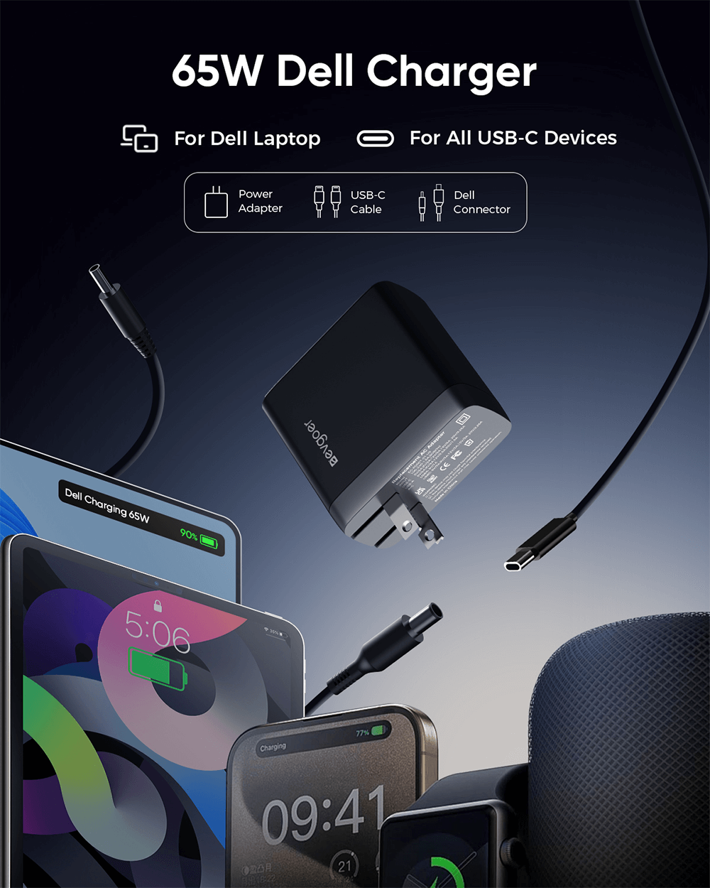 DELL Laptop and Phone 2 in 1  65W Charger