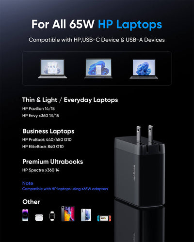 HP 65W laptop charger