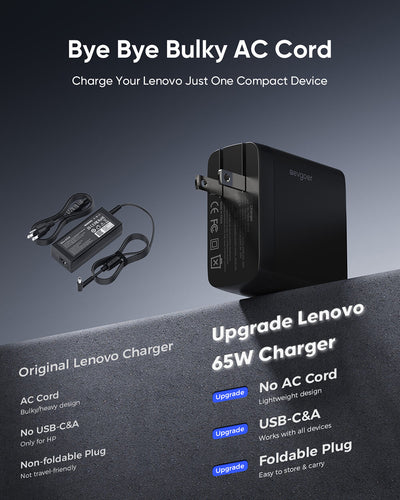 Lenovo Laptop and Phone 2 in 1  65W Charger