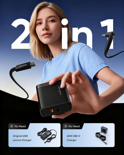 Lenovo Laptop and Phone 2 in 1  65W Charger